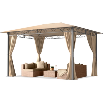 Gazebo da Giardino 3x4 m - PREMIUM 100% impermeabile - con 4 teli laterali - ca. 220g/m² telo del tetto color ocra
