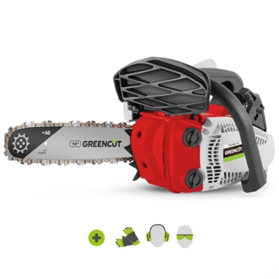 Greencut - Motosega GS250X-10 motore a benzina 2 tempi 25cc 1,4cv. Spada da 10'. Num denti 40. Manubrio ergonomico. Imbracatura a tracolla