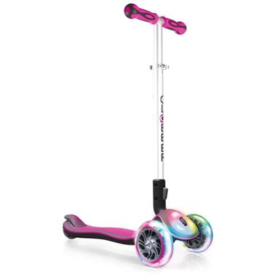 Monopattino 3 Ruote A Led Telescopico E Ripiegabile Max 50kg Globber Elite Rosa