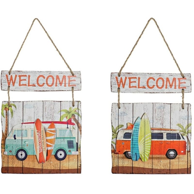 Statua Decorativa Furgonet? Corda Legno MDF (2 pcs) (28 x 1.8 x 35 cm) - Dkd Home Decor
