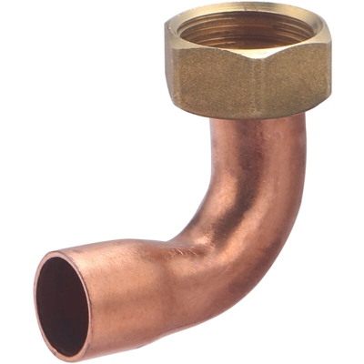 Raccordo in ferro/rame, in 2 pezzi, a gomito, con dado prigioniero, ø14, F15x21 NOYON & THIEBAULT