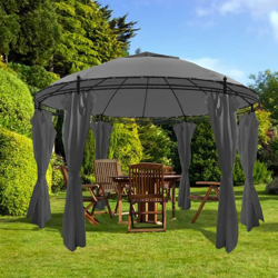 Gazebo Rotondo con Tende 3,5 x 2,7 m Antracite - Antracite - Youthup precio