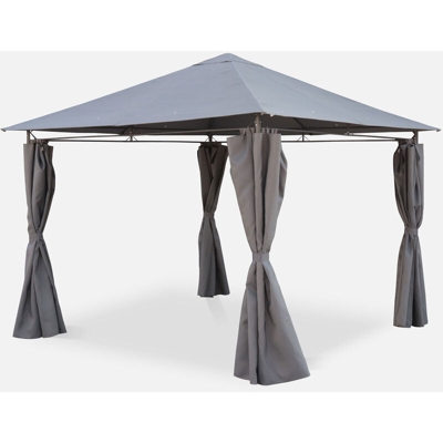Pergola 3x3m - Elusa - Tela grigia - Pergola con tende, tenda da giardino, gazebo, ricevimenti - Grigio