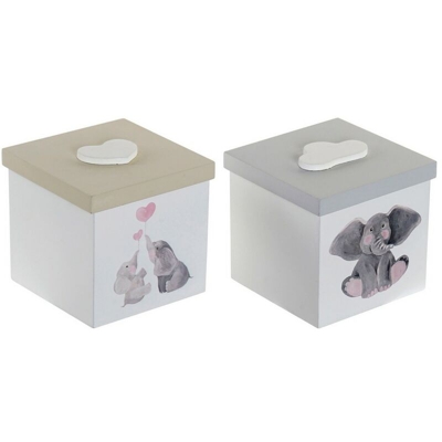 Scatola Decorativa Legno (2 pcs) (11.5 x 11.5 x 11 cm) - Dkd Home Decor