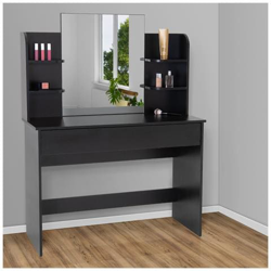 Toeletta Con Specchio Per Trucco Tavolo Nero Comodino Specchiera Make-up en oferta