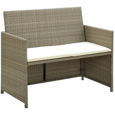 vidaXL Divano da Giardino a 2 Posti con Cuscini Beige in Polyrattan - Beige