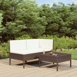 Set Divani da Giardino 3 pz con Cuscini in Polyrattan Marrone - Marrone - Youthup precio
