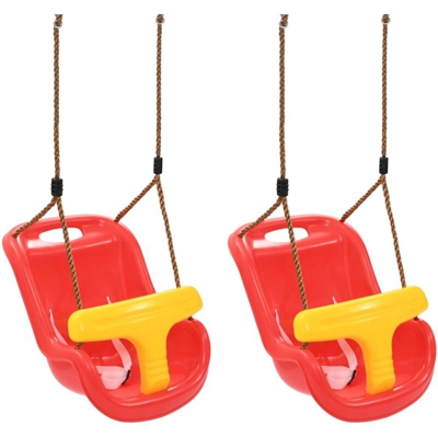 vidaXL Altalena per Bambini 2 pz con Cintura di Sicurezza in PP Rossa - Rosso