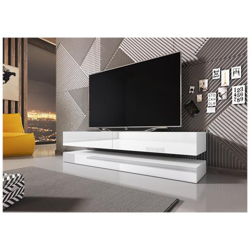 Innovativo E Moderno Tavolo Tv Sajna 140cm Bianco / bianco Lucido en oferta