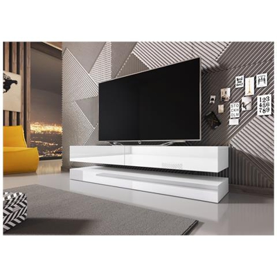 Innovativo E Moderno Tavolo Tv Sajna 140cm Bianco / bianco Lucido