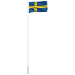 Bandiera con Pennone in Alluminio 6 m della Svezia - Vidaxl en oferta