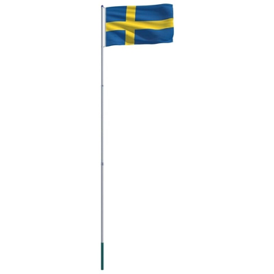 Bandiera con Pennone in Alluminio 6 m della Svezia - Vidaxl