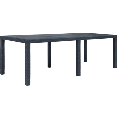 Asupermall - Tavolo da Giardino Antracite 220x90x72 cm Plastica Stile Rattan