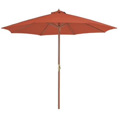 Ombrellone da Esterni con Palo in Legno 300 cm Terracotta - Arancione - Vidaxl