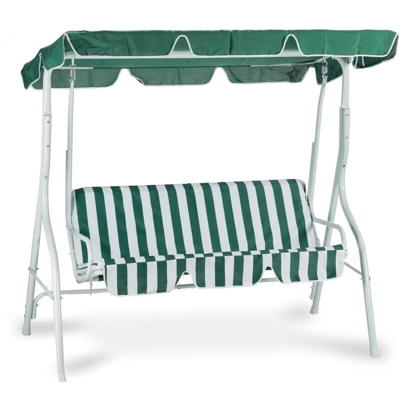 Dondolo da giardino in acciaio a 3 posti bianco con cuscini