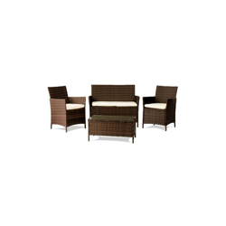 Set salottino da giardino in polyrattan marrone composto da 4 pezzi divano, tavolino e 2 poltrone arredamento da esterno - Marrone en oferta