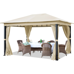 Gazebo da Giardino ca. 3x4m Alu Premium con Copertura del Tetto ca. 220 g/m² crema en oferta