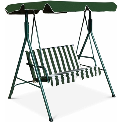 Costway - Dondolo a Due Posti con Oscurante per Proteggersi dal Sole, Ideale per Giardino, Parco, Cortile, 140 x 120 x 153 cm (Verde)