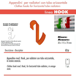 Pika' 1 gancio hook colore arancio appendini per radiatori indistruttibili en oferta