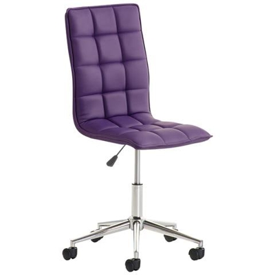 Sgabello da Lavoro Peking, Similpelle | Sgabello Ufficio Imbottito | Sgabello Studio da Scrivania Regolabile e con Ruote Viola