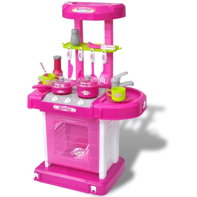 vidaXL Cucina Giocattolo per Bambini con Effetti Luce/Suoni Rosa - Rosa