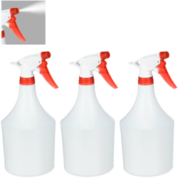 Bottiglie Spray, Set da 3, Erogazione Regolabile, 1 Litro, Vaporizzatore, Nebulizzatore Piante, bianco/rosso en oferta