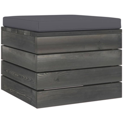 vidaXL Pouf da Giardino su Pallet con Cuscino in Legno di Pino - Antracite en oferta