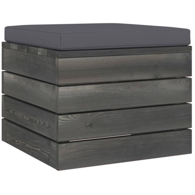 vidaXL Pouf da Giardino su Pallet con Cuscino in Legno di Pino - Antracite