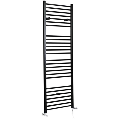 Hudson Reed Nox Scaldasalviette Misto Piatto Moderno - Termoarredo Bagno a Scaletta Nero - Design Elettrico & Idraulico - 763W - 1800 x 400mm