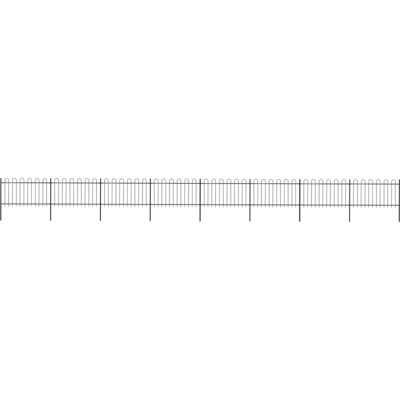 Recinzione da Giardino con Punta Tonda in Acciaio 13,6x1 m Nera - Nero - Youthup