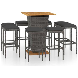 Set Da Bar Per Giardino 9 Pz Con Cuscini In Polyrattan Grigio en oferta