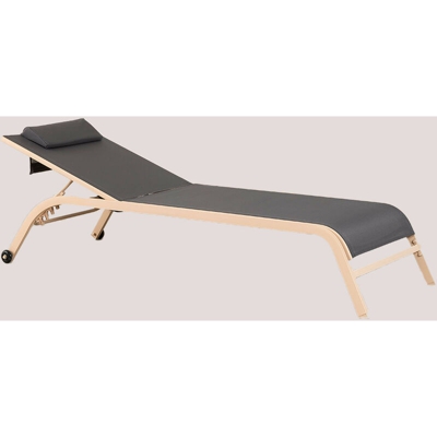 Lettino prendisole reclinabile con cuscino Therys Grigio Antracite Poliestere - Acciaio - Sklum
