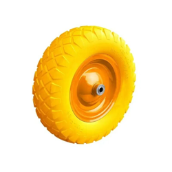 Lgvshopping - Ruota Gialla Antiforatura Pu Piena Per Carriole e Carrelli Cerchio Metallo 16'' en oferta