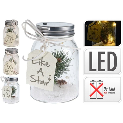 Vaso di vetro a LED con motivo natalizio 71372 - EDM