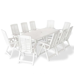 YOUTHUP Set da Pranzo da Giardino 11 pz in Plastica Bianco - Bianco en oferta