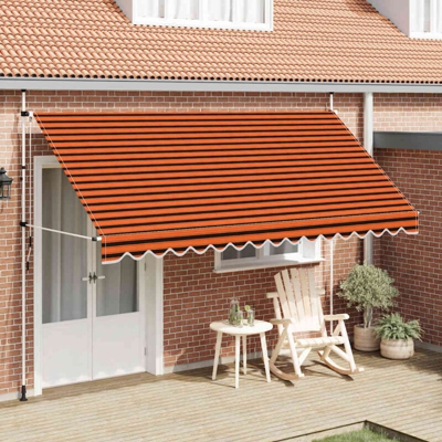 Tenda da Sole Retrattile Manuale Arancione e Marrone 400 cm - Multicolore - Vidaxl
