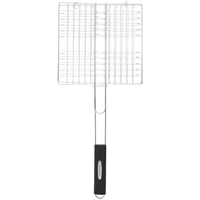 Dangrill - Griglia Doppia in Acciaio Inox con Manico per Barbecue 28 x 62 x 3 cm 87992