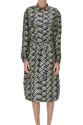 Printed silk shirt dress en oferta
