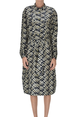Printed silk shirt dress
