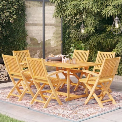 vidaXL Set da Pranzo da Giardino 7 pz in Legno Massello di Teak - Marrone