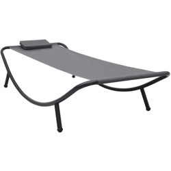 Asupermall - Lettino da Giardino Grigio 200x90 cm in Acciaio características