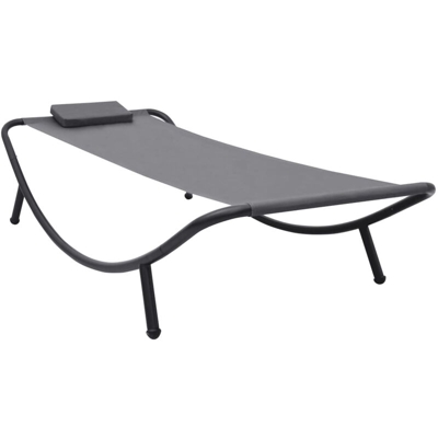 Asupermall - Lettino da Giardino Grigio 200x90 cm in Acciaio
