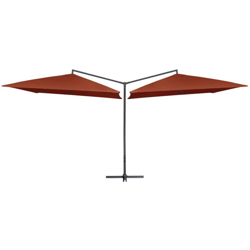 Ombrellone Doppio Palo in Acciaio 250x250 cm Terracotta - Arancione - Vidaxl en oferta