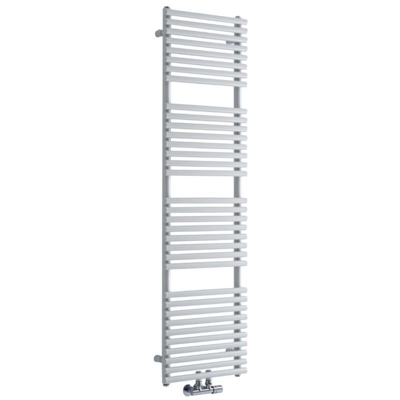 Hudson Reed Magera Scaldasalviette Moderno di Design Verticale - Termoarredo Bagno con Attacchi Centrali - Acciaio Bianco - 408W - 1520 x 400mm