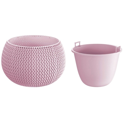 Vaso di fiori tonda con vasca Splofy Bowl in plastica colore viola 23,9 (lunghezza) x 23,9 (larghezza) x 16,1 (altezza) cm