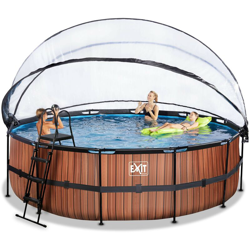 Solo Piscinefuoriterra - SOLO Piscina rotonda ø488x122cm con cupola e filtro a sabbia - marrone. Struttura robusta in acciaio nero e pareti a 3 características