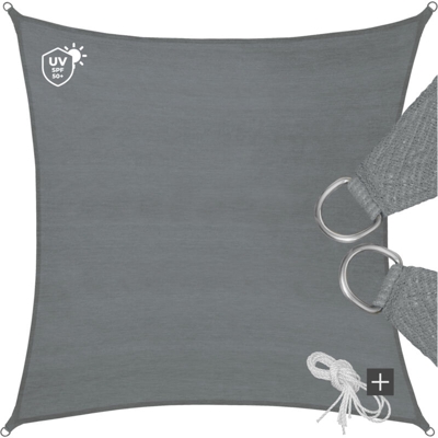Tectake - vela ombreggiante quadrata in polietilene, grigio - telo ombreggiante, ombreggiante, telo vela ombreggiante - 500 x 500 cm - grigio