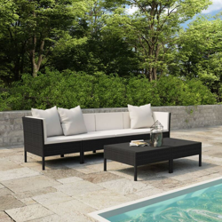 Set Divani da Giardino 9 pz con Cuscini in Polyrattan Nero - Nero - Youthup en oferta