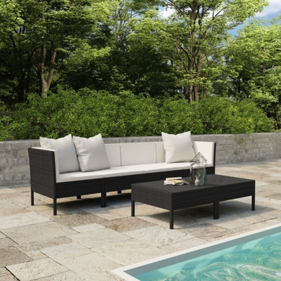 Set Divani da Giardino 9 pz con Cuscini in Polyrattan Nero - Nero - Youthup
