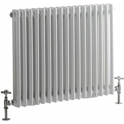 Hudson Reed Regent Radiatore Termoarredo di Design Orizzontale In Stile Ghisa - Termosifone Con Finitura Bianca - 2 x 17 Colonne - 965W - 600 x 785 x